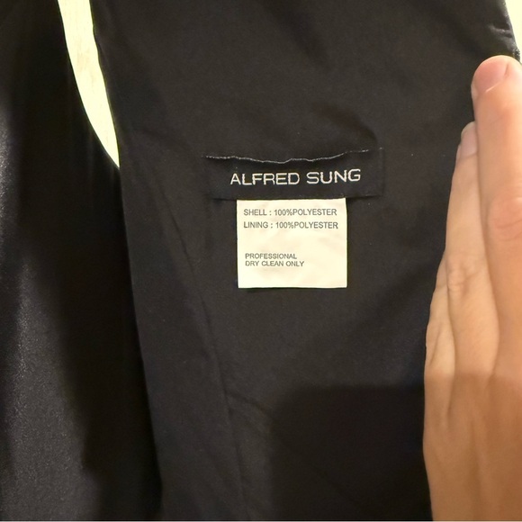 Alfred Sung Ivory & Black Chevron Stripe Gown - Size 12 - Picture 7 of 8